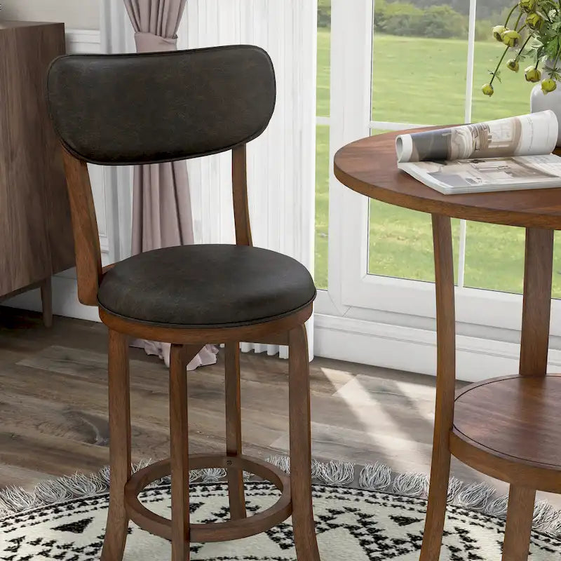 Irvi Traditional Rubberwood 3-Piece Barstool Counter Height Dining Set by