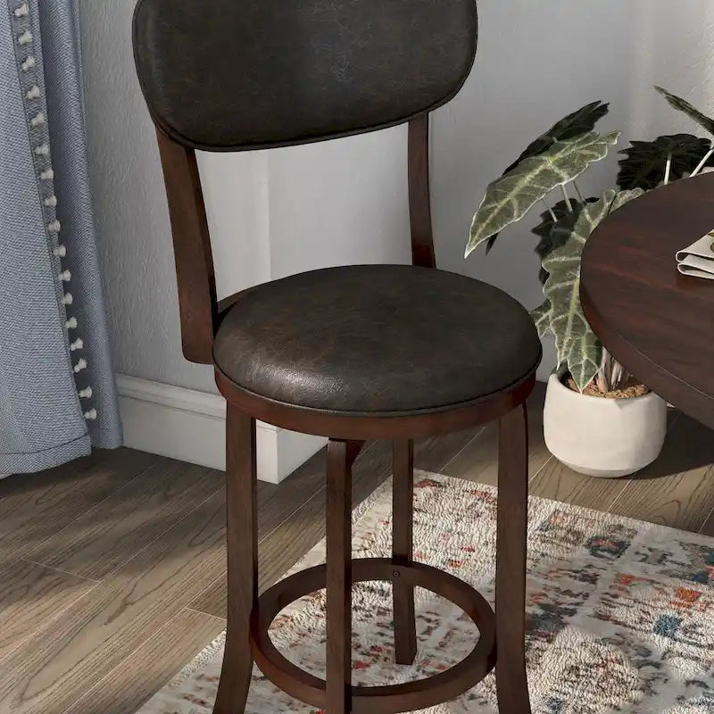 Irvi Traditional Rubberwood 3-Piece Barstool Counter Height Dining Set by