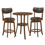 Irvi Traditional Rubberwood 3-Piece Barstool Counter Height Dining Set by