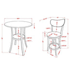 Irvi Traditional Rubberwood 3-Piece Barstool Counter Height Dining Set by