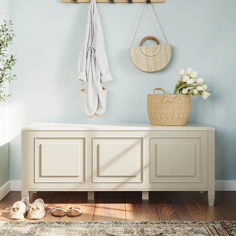WYNDENHALL Hampshire SOLID WOOD 51 inch Wide Traditional Storage Bench Trunk - 51 W x 18 D x 20.75 H