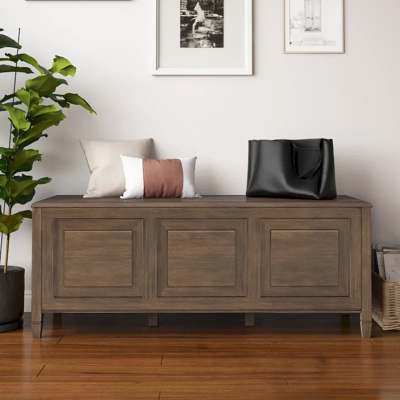 WYNDENHALL Hampshire SOLID WOOD 51 inch Wide Traditional Storage Bench Trunk - 51 W x 18 D x 20.75 H