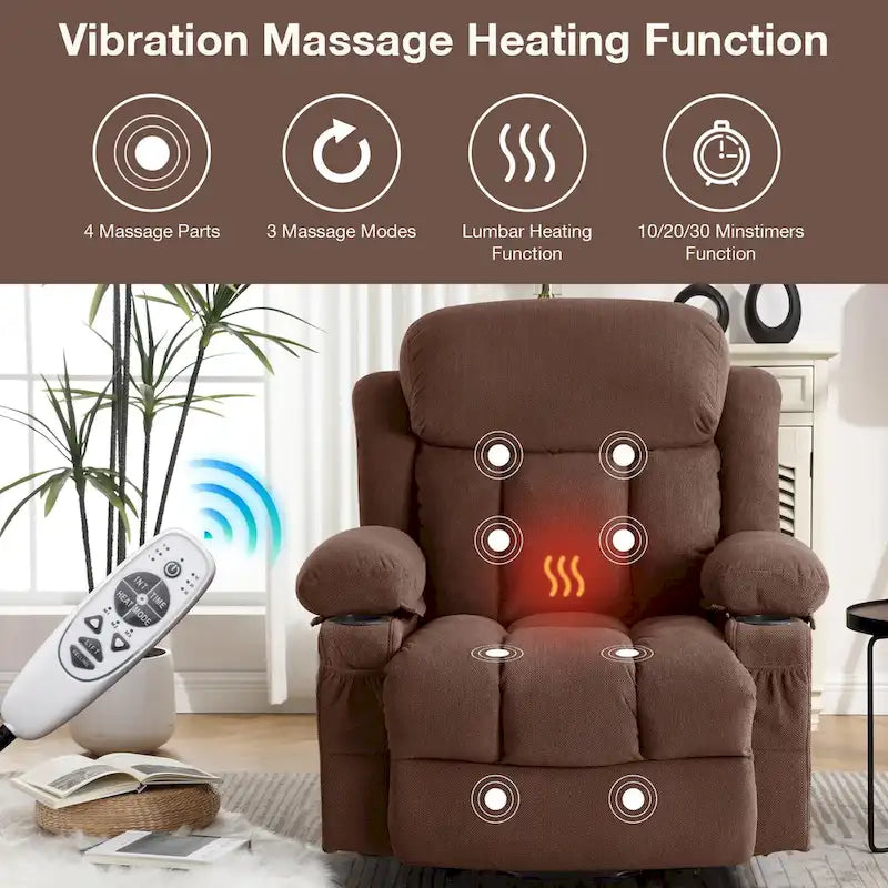 Power Lift Chairs Recliners, Heat & Massage, USB Port, Remote Control