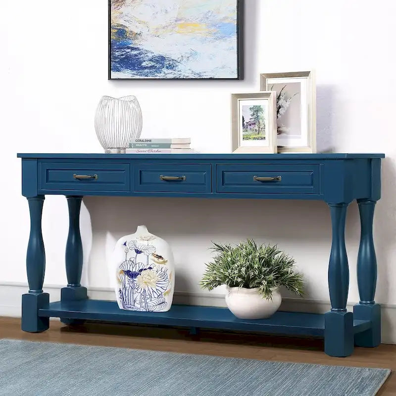 63.38 Long Sofa Console Table with 3 Drawers for Entryway Behind Couch Hall Foyer