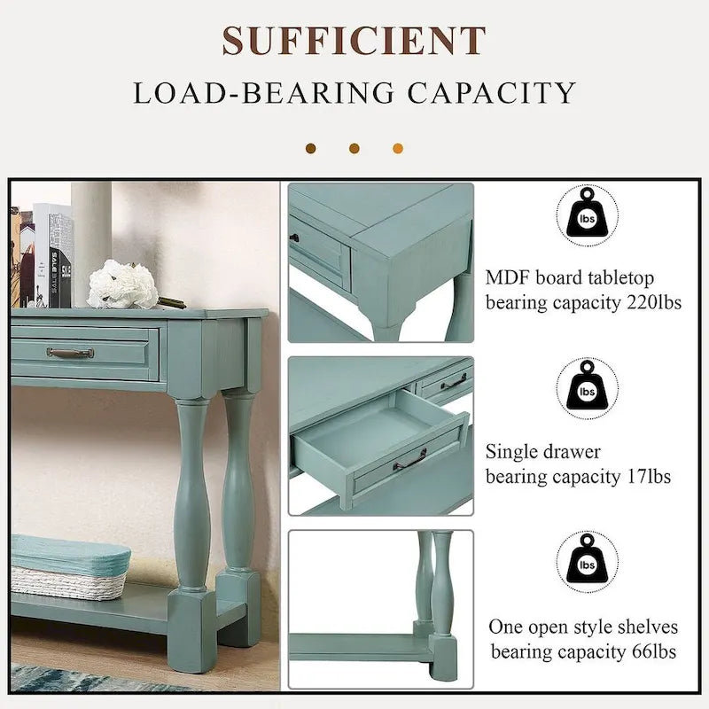 63.38 Long Sofa Console Table with 3 Drawers for Entryway Behind Couch Hall Foyer