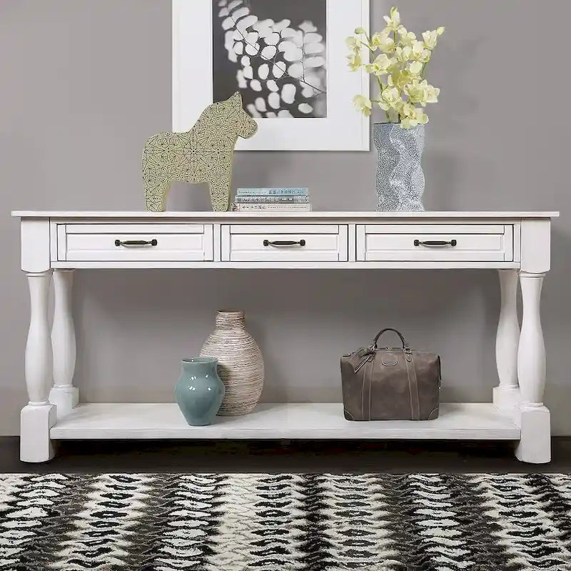 63.38 Long Sofa Console Table with 3 Drawers for Entryway Behind Couch Hall Foyer