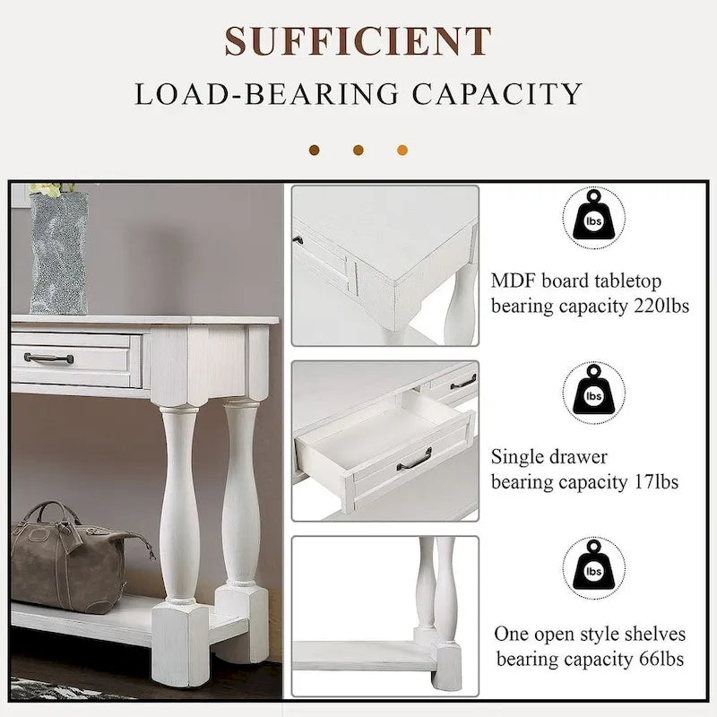 63.38 Long Sofa Console Table with 3 Drawers for Entryway Behind Couch Hall Foyer