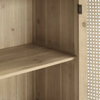 Rattan Wicker Accent Cabinet - 2 Doors - Wood Grain - Adjustable Shelf