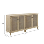 Rattan Wicker Accent Cabinet - 2 Doors - Wood Grain - Adjustable Shelf
