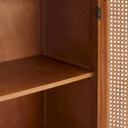 Rattan Wicker Accent Cabinet - 2 Doors - Wood Grain - Adjustable Shelf