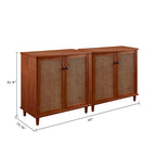 Rattan Wicker Accent Cabinet - 2 Doors - Wood Grain - Adjustable Shelf