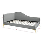 Polyester Upholstered Twin Daybed - One Arm - Gold Legs - Grey/Beige/Black