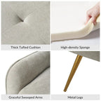 Luis Modern Upholstered Low Back Bench with Sturdy Golden Metal Tapered Leg by HULALA HOME