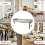 Luis Modern Upholstered Low Back Bench with Sturdy Golden Metal Tapered Leg by HULALA HOME