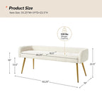 Luis Modern Upholstered Low Back Bench with Sturdy Golden Metal Tapered Leg by HULALA HOME