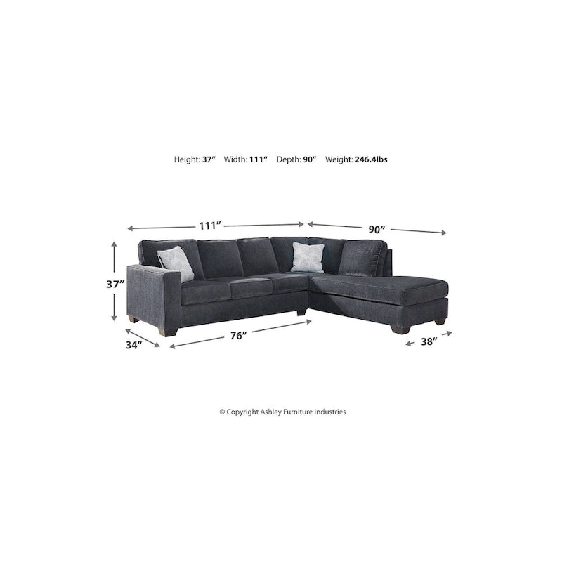 Altari 2-Piece Sectional with Chaise - 110 W x 90 D x 37 H