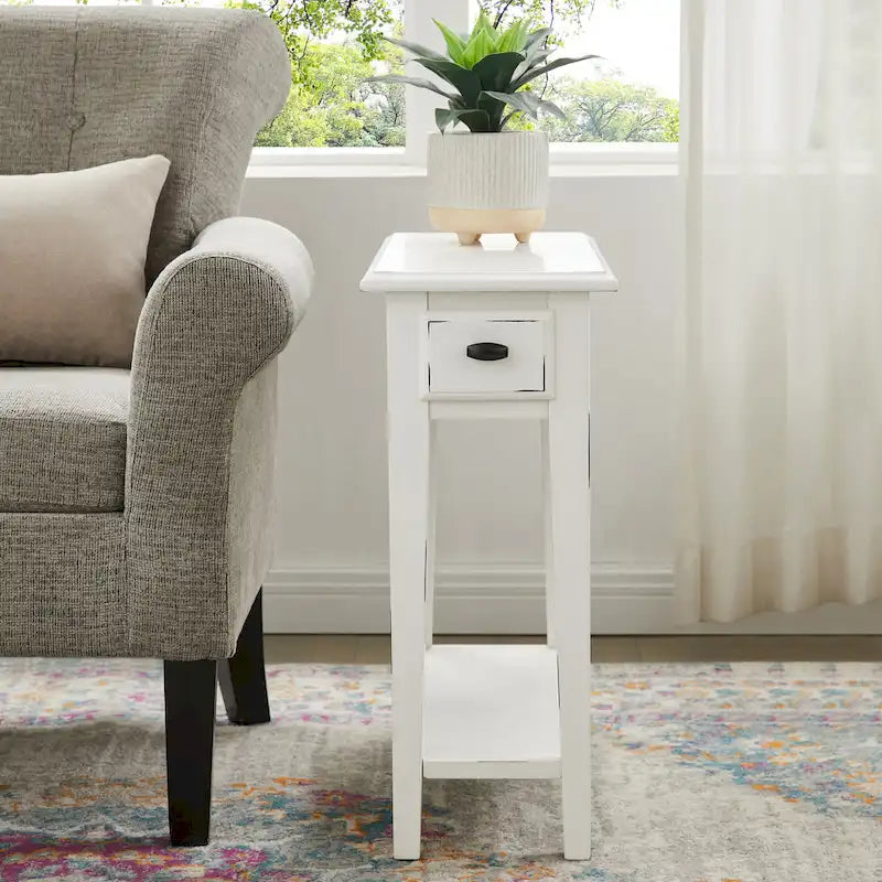 One Drawer Narrow Side Table with Shelf