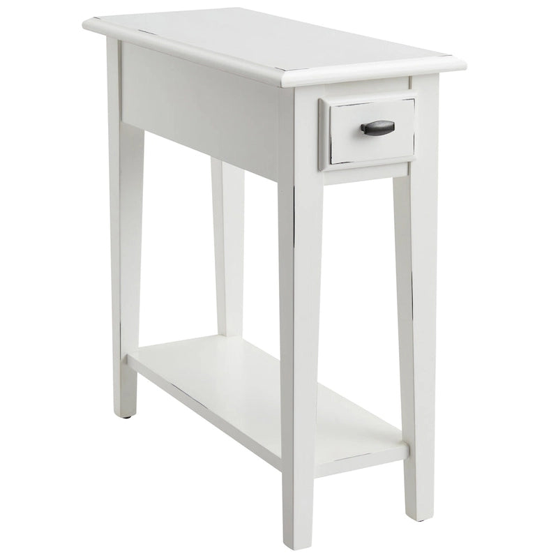 One Drawer Narrow Side Table with Shelf
