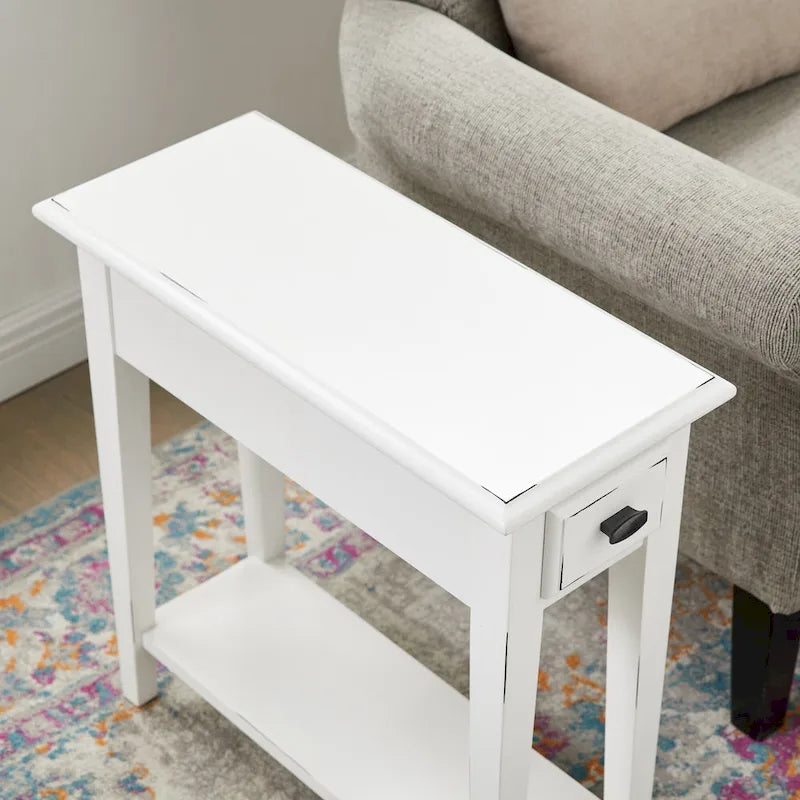 One Drawer Narrow Side Table with Shelf