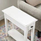 One Drawer Narrow Side Table with Shelf