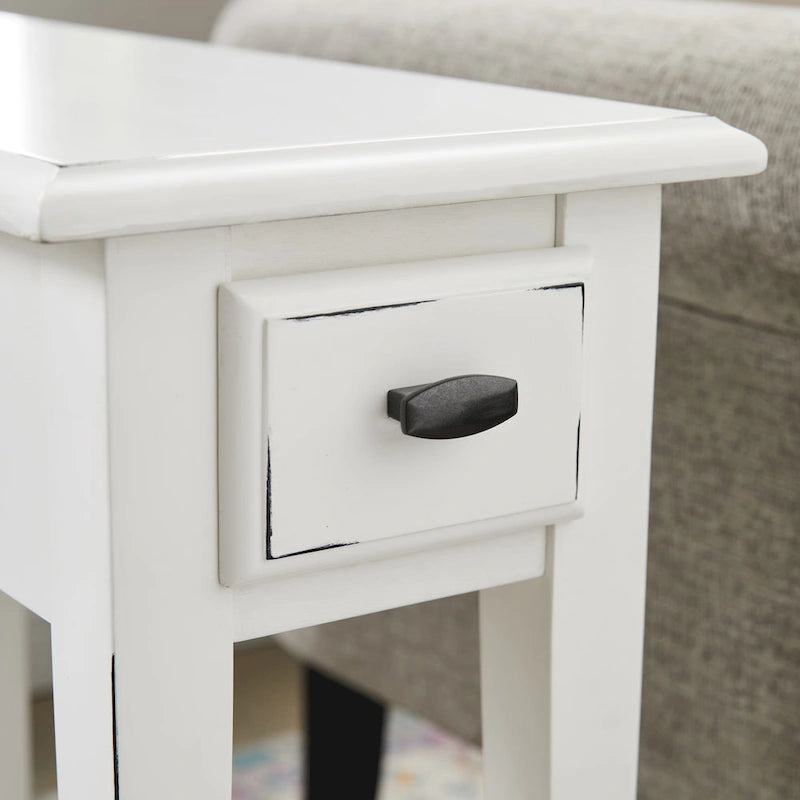 One Drawer Narrow Side Table with Shelf