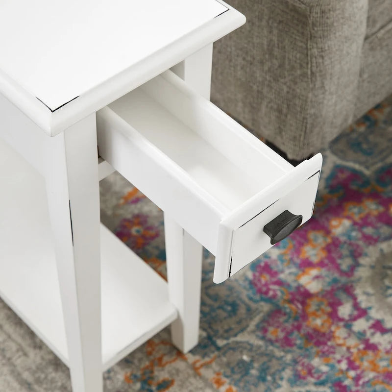 One Drawer Narrow Side Table with Shelf