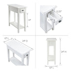 One Drawer Narrow Side Table with Shelf