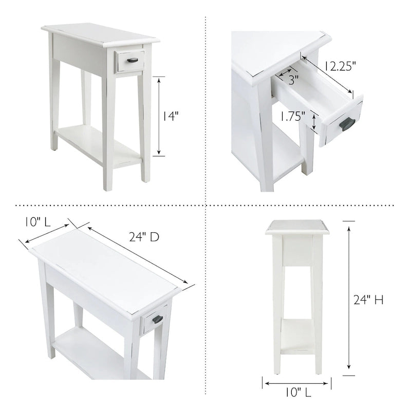 One Drawer Narrow Side Table with Shelf