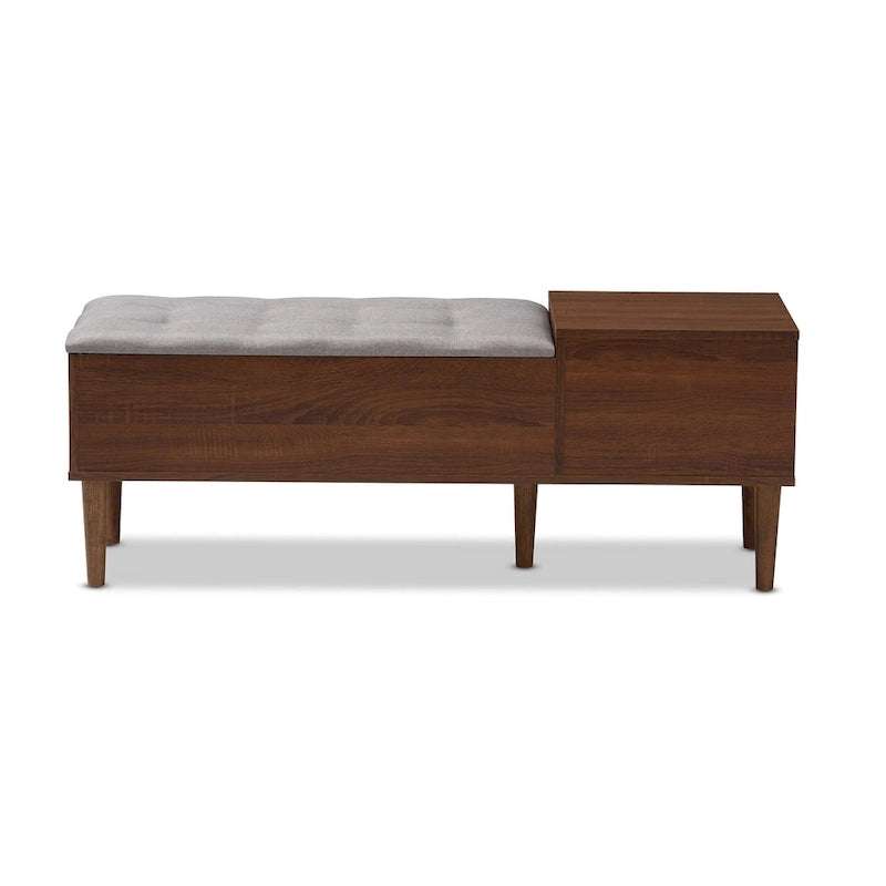 Two-Tone Storage Bench - 1 Drawer - Lift-Top Seat - Walnut/Oak