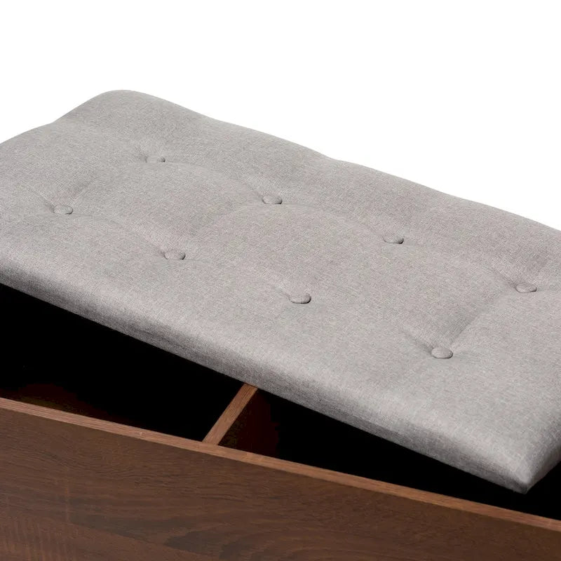 Two-Tone Storage Bench - 1 Drawer - Lift-Top Seat - Walnut/Oak