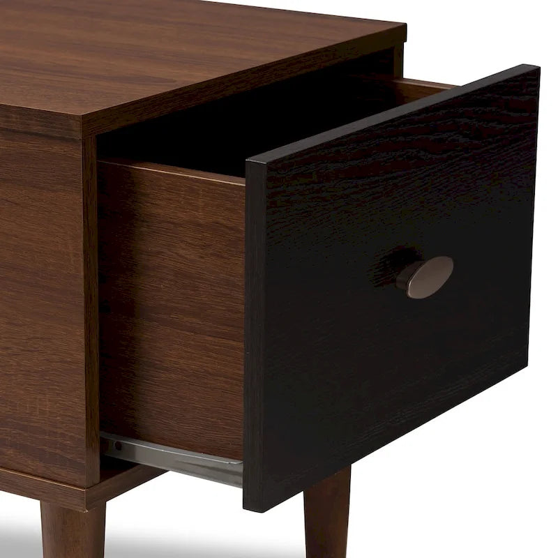Two-Tone Storage Bench - 1 Drawer - Lift-Top Seat - Walnut/Oak