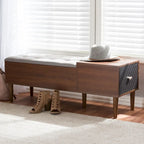 Two-Tone Storage Bench - 1 Drawer - Lift-Top Seat - Walnut/Oak