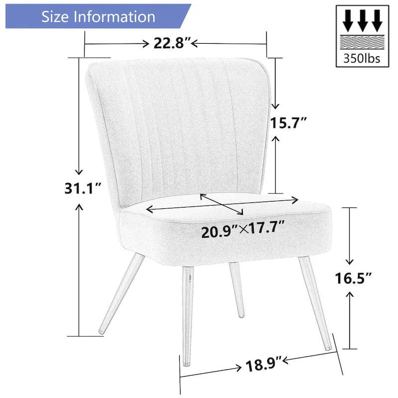 Armless Accent Chair Set of 2 , Living Room Chairs modern accent chairs for bedroom
