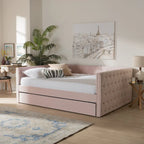 Larkin Modern Velvet Fabric Upholstered Daybed with Trundle