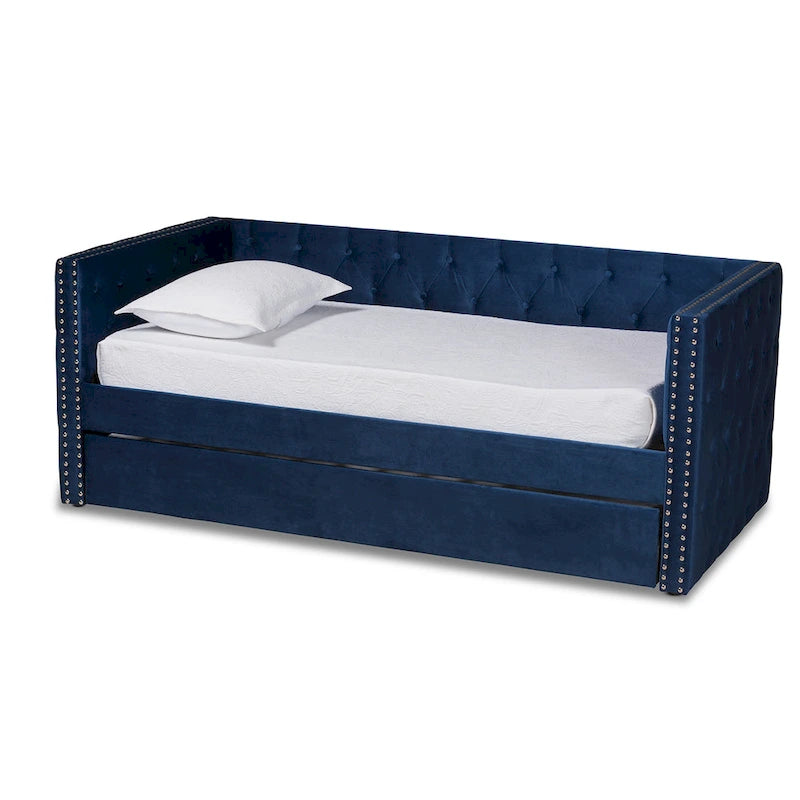 Larkin Modern Velvet Fabric Upholstered Daybed with Trundle
