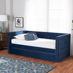 Larkin Modern Velvet Fabric Upholstered Daybed with Trundle