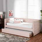 Larkin Modern Velvet Fabric Upholstered Daybed with Trundle