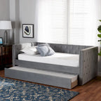 Larkin Modern Velvet Fabric Upholstered Daybed with Trundle