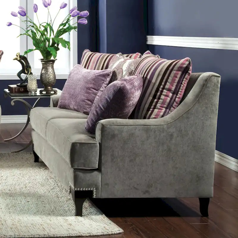 Gisc Contemporary Fabric Padded Nailhead Loveseat by