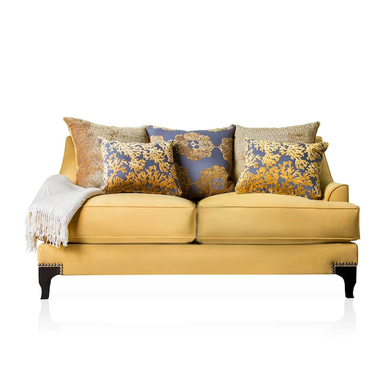 Gisc Contemporary Fabric Padded Nailhead Loveseat by