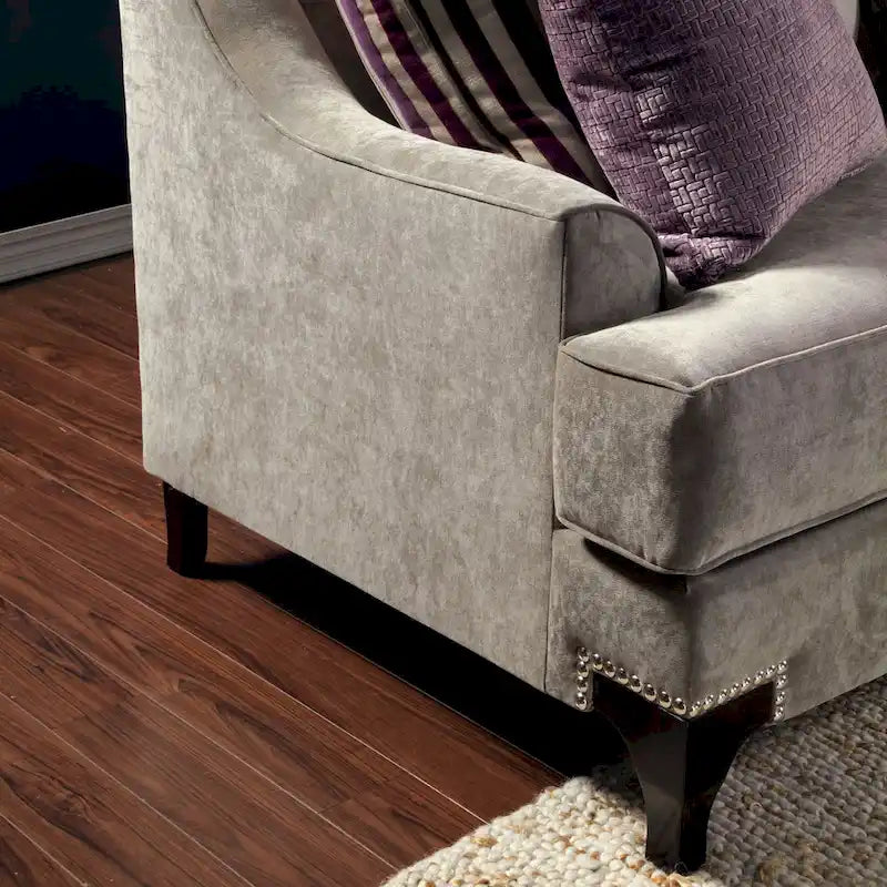 Gisc Contemporary Fabric Padded Nailhead Loveseat by