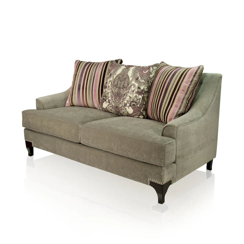 Gisc Contemporary Fabric Padded Nailhead Loveseat by
