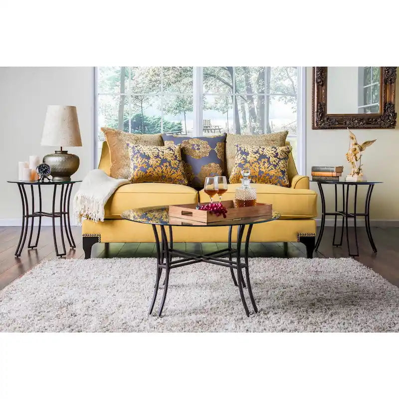 Gisc Contemporary Fabric Padded Nailhead Loveseat by