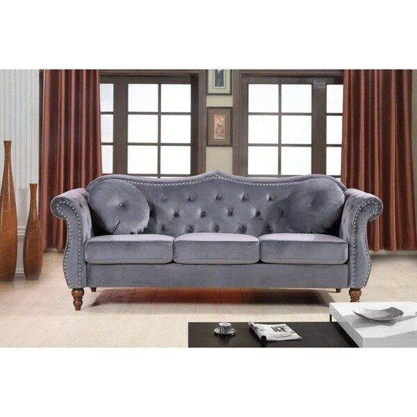 Gracewood Hollow Mantel Nailhead Chesterfield Upholstered 2-piece Living Room Set