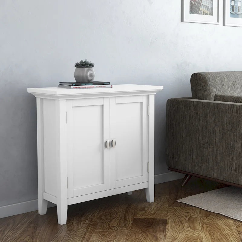 WYNDENHALL Mansfield SOLID WOOD 32 inch Wide Transitional Low Storage Cabinet - 32w x 14d x 31h