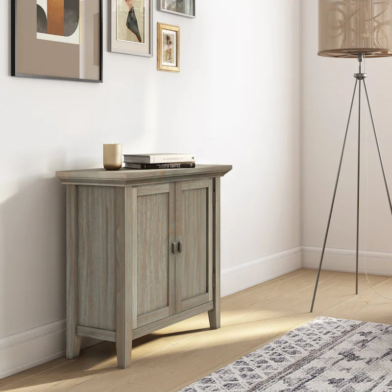 WYNDENHALL Mansfield SOLID WOOD 32 inch Wide Transitional Low Storage Cabinet - 32w x 14d x 31h
