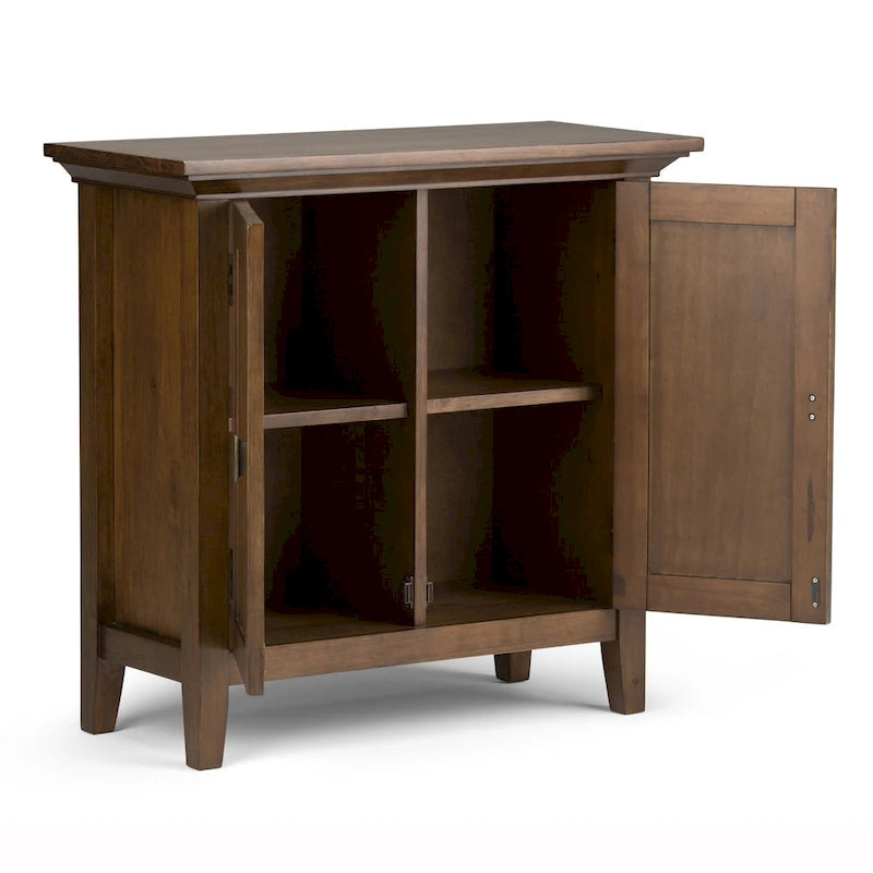 WYNDENHALL Mansfield SOLID WOOD 32 inch Wide Transitional Low Storage Cabinet - 32w x 14d x 31h