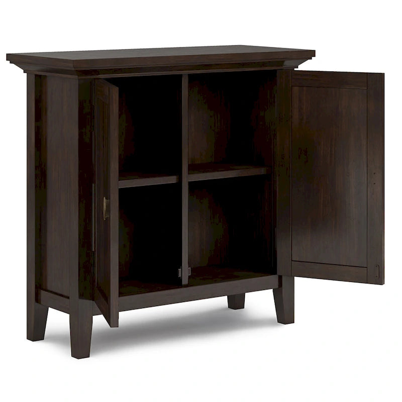 WYNDENHALL Mansfield SOLID WOOD 32 inch Wide Transitional Low Storage Cabinet - 32w x 14d x 31h
