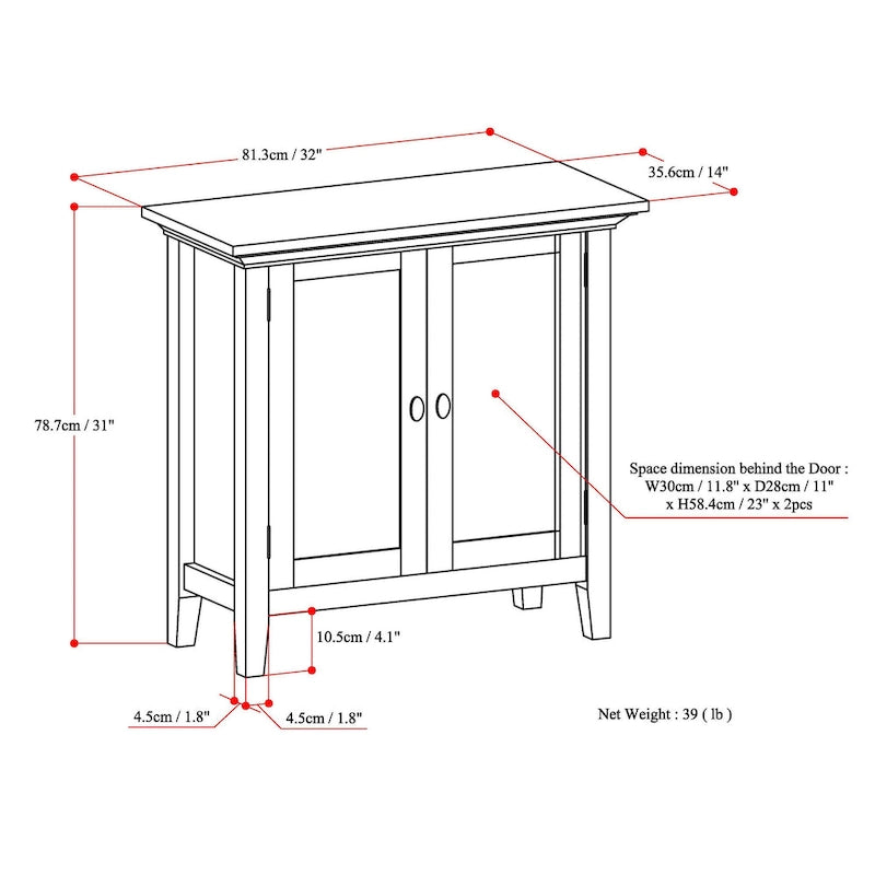 WYNDENHALL Mansfield SOLID WOOD 32 inch Wide Transitional Low Storage Cabinet - 32w x 14d x 31h