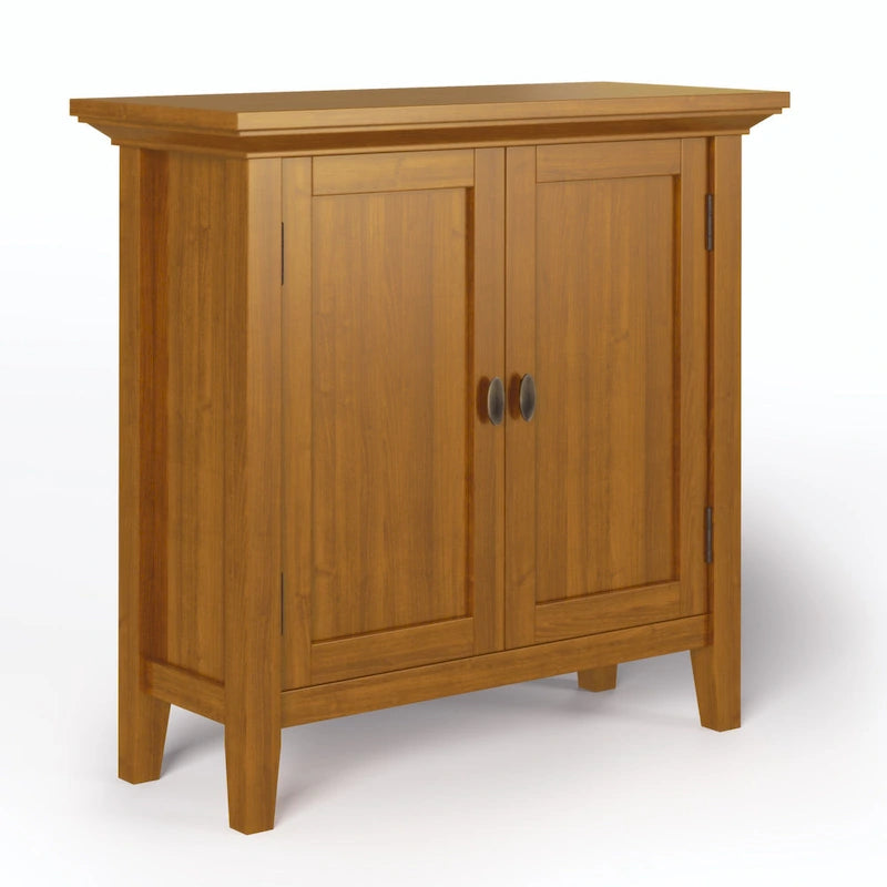 WYNDENHALL Mansfield SOLID WOOD 32 inch Wide Transitional Low Storage Cabinet - 32w x 14d x 31h